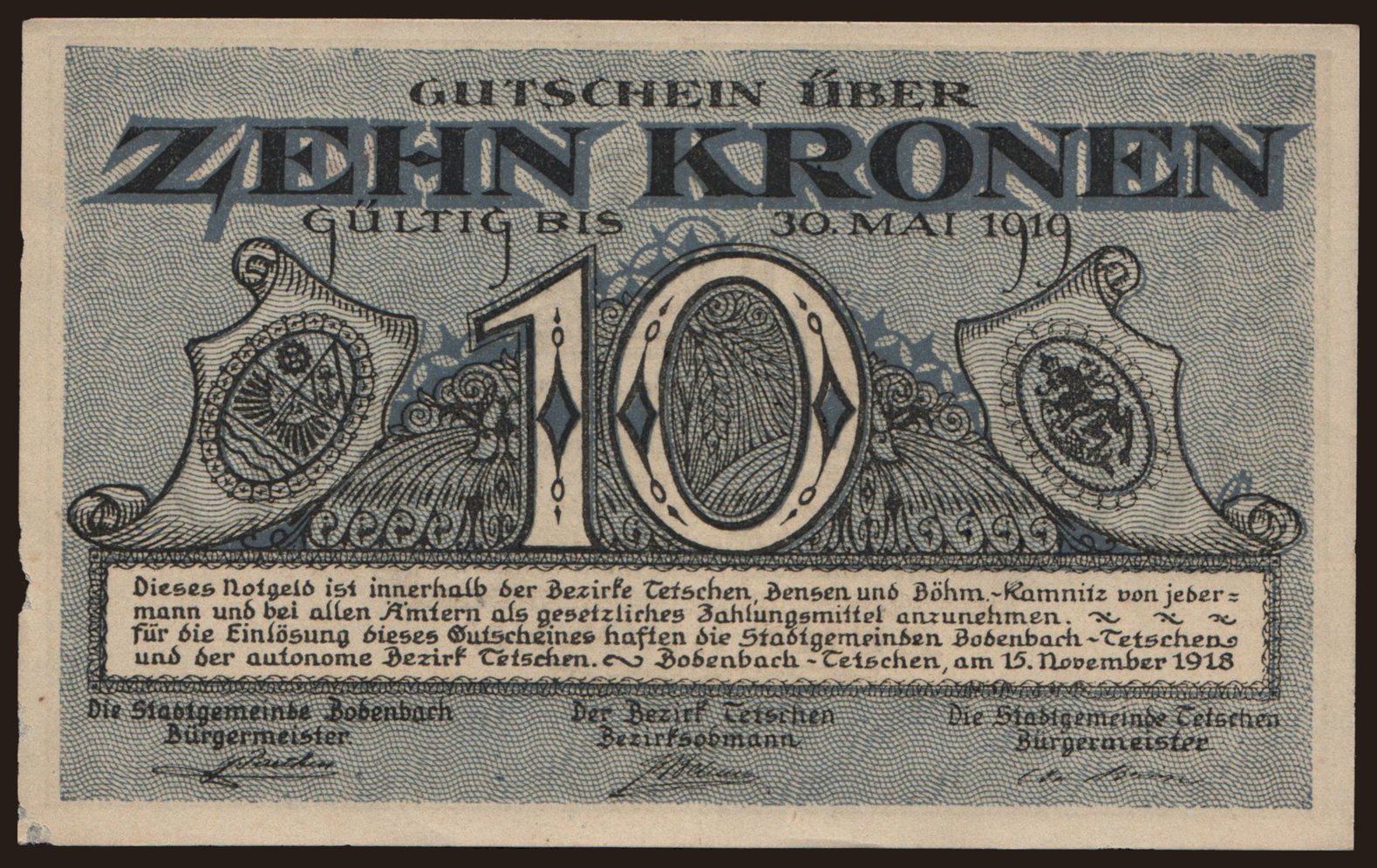 Tetschen, 10 Kronen, 1918