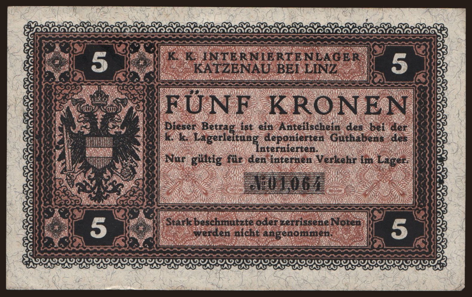 Katzenau bei Linz, 5 Kronen, 1916