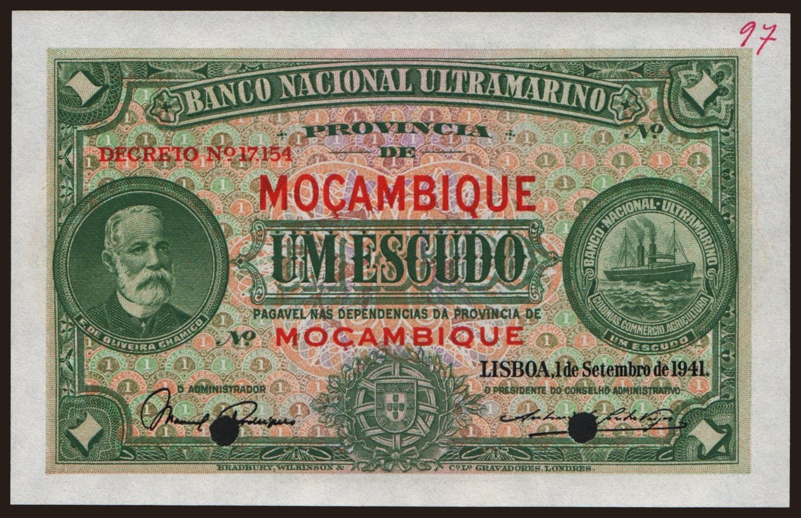 1 escudo, 1941, SPECIMEN