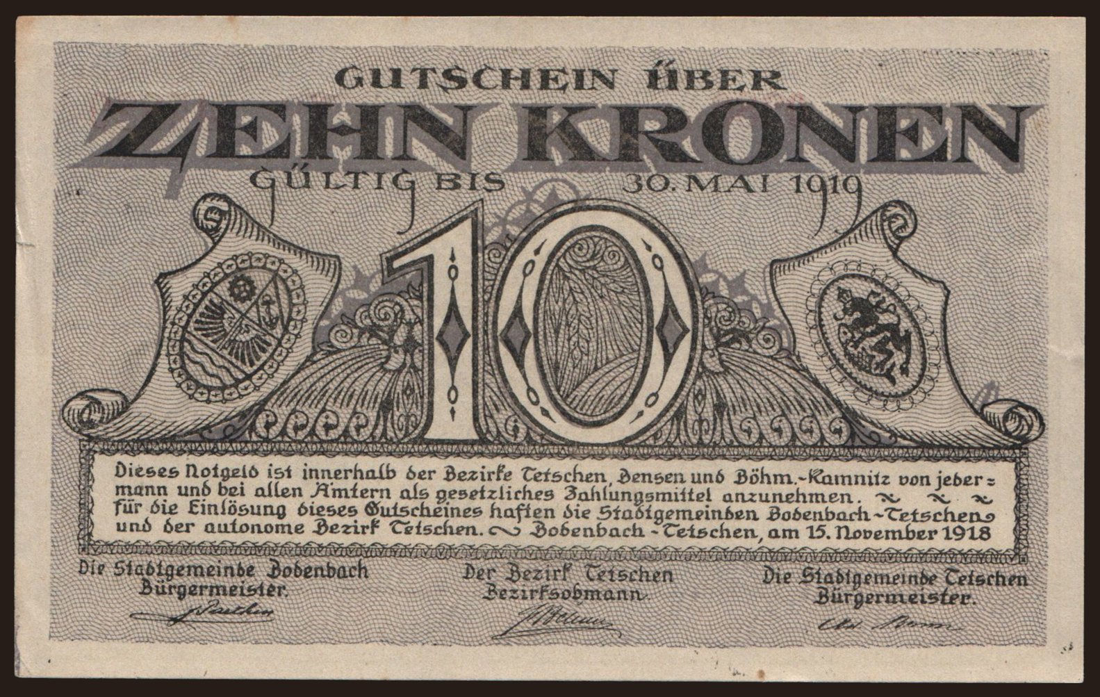 Tetschen, 10 Kronen, 1918