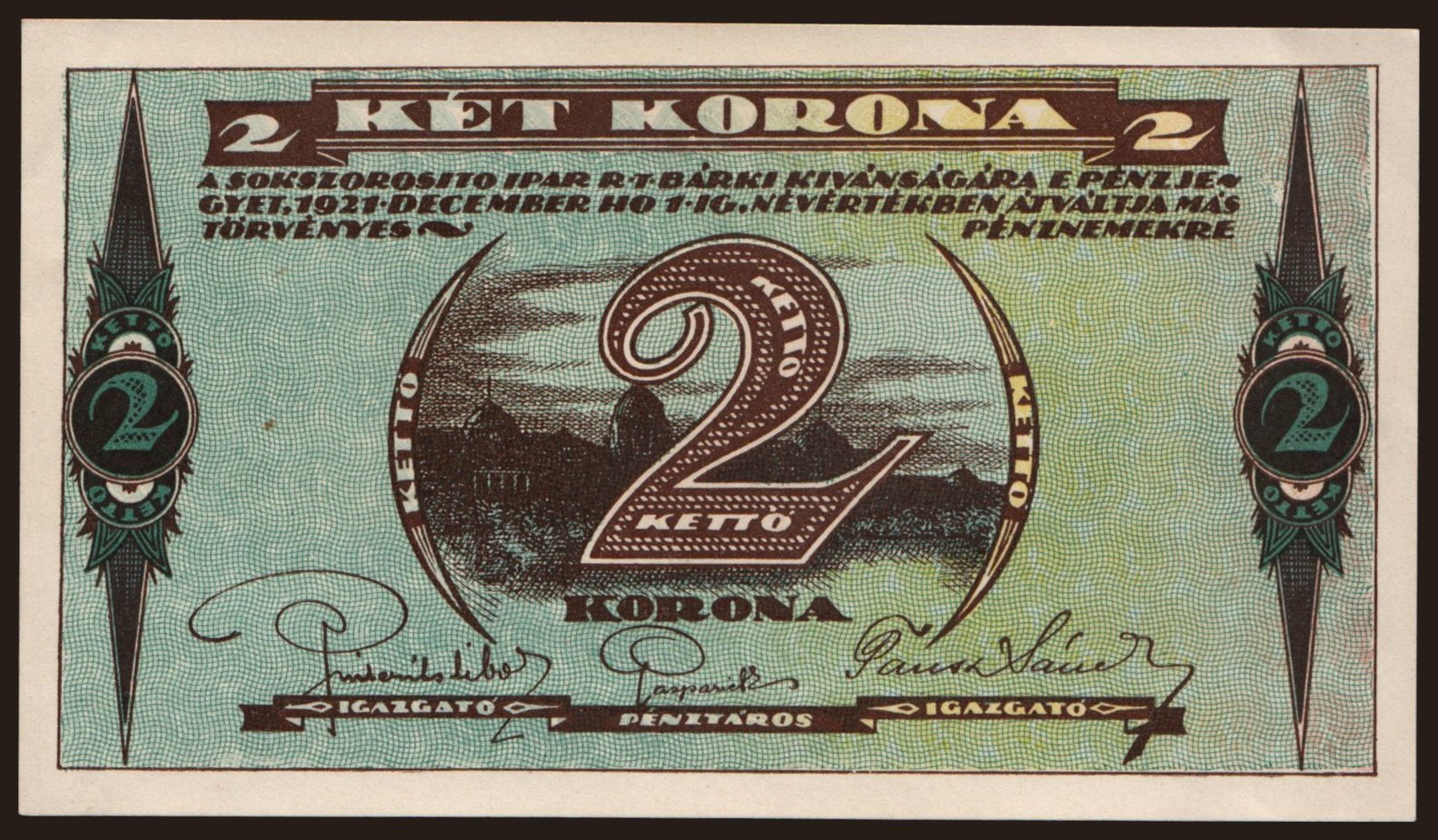 Budapest/ Sokszorosító Ipar R.T., 2 korona, 1921