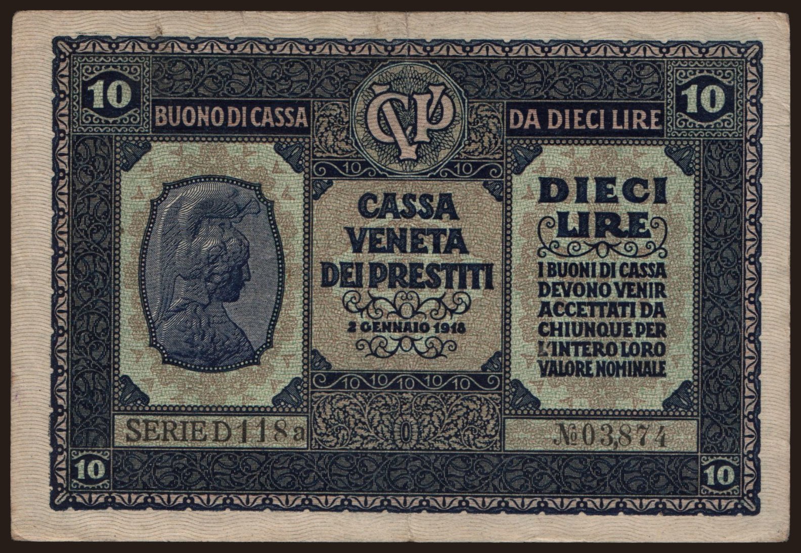 10 lire, 1918