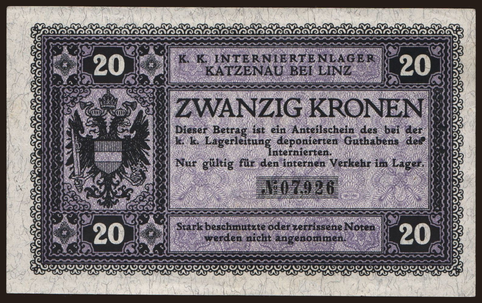 Katzenau bei Linz, 20 Kronen, 1916
