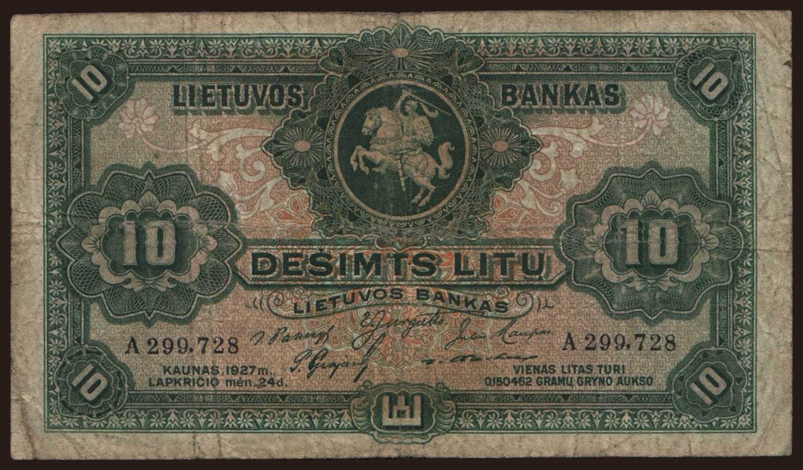 10 litu, 1927