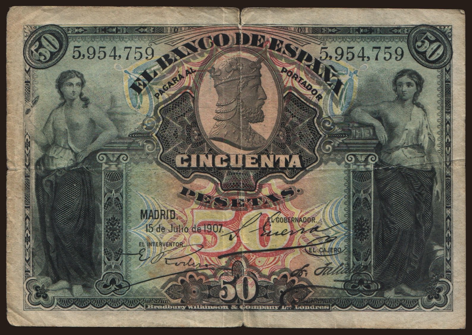 50 pesetas, 1907