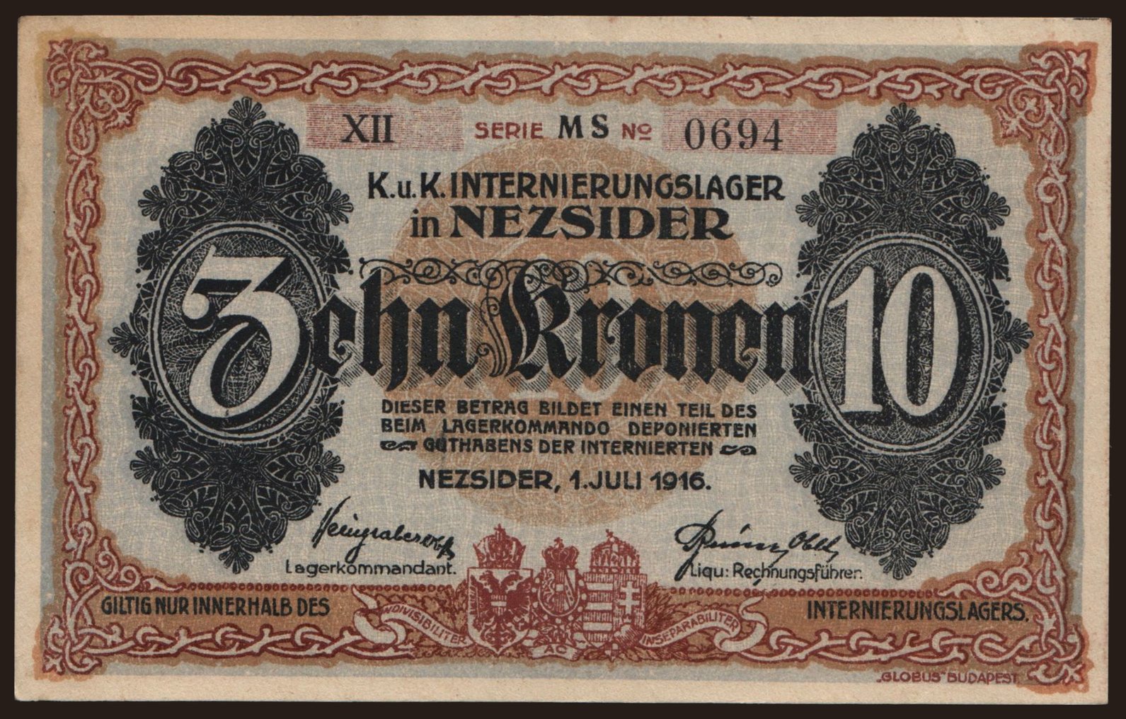 Nezsider, 10 Kronen, 1916