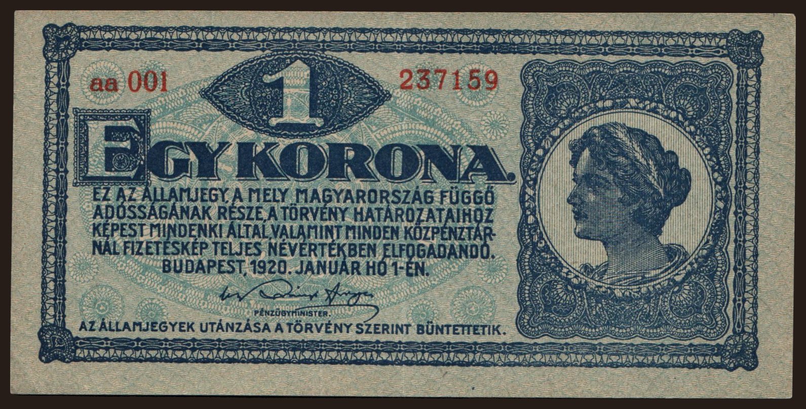 1 korona, 1920