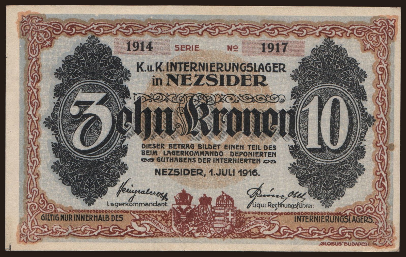 Nezsider, 10 Kronen, 1916