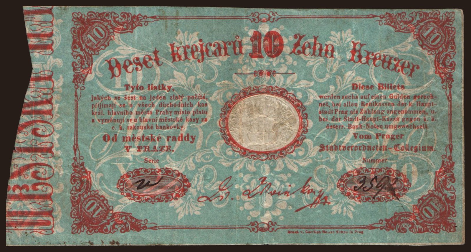 Prag, 10 Kreuzer, 1848