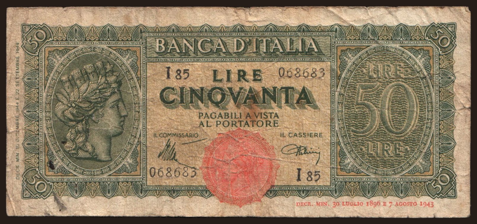 500 lire, 1944