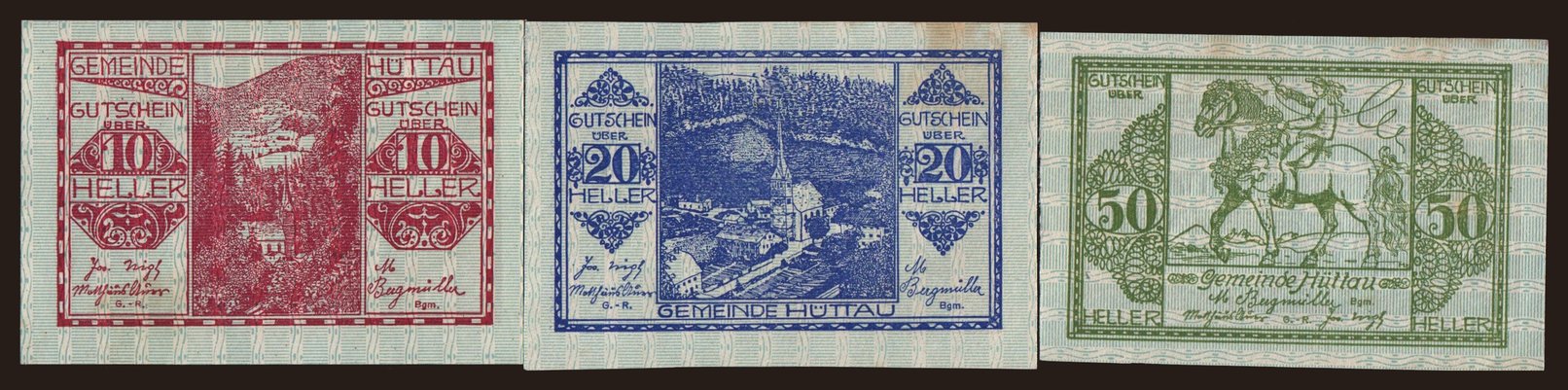 Hüttau, 10, 20, 50 Heller, 1920