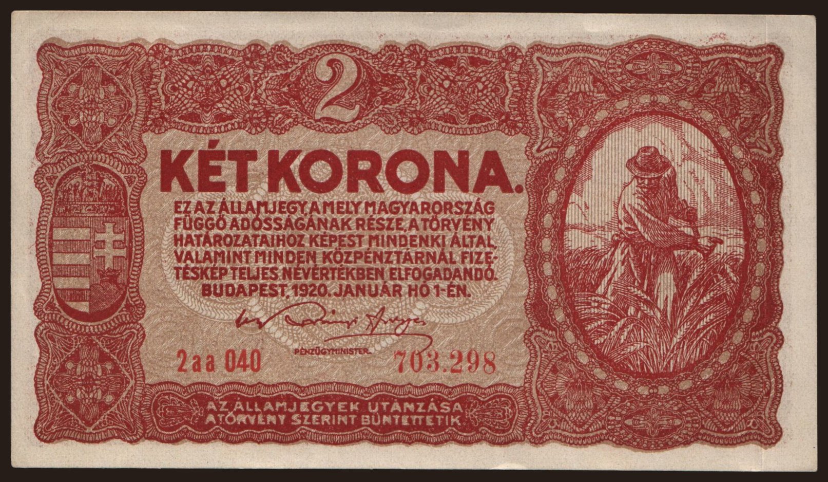 2 korona, 1920