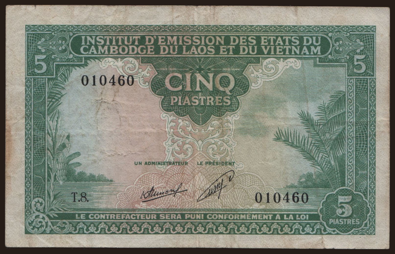 5 piastres, 1953