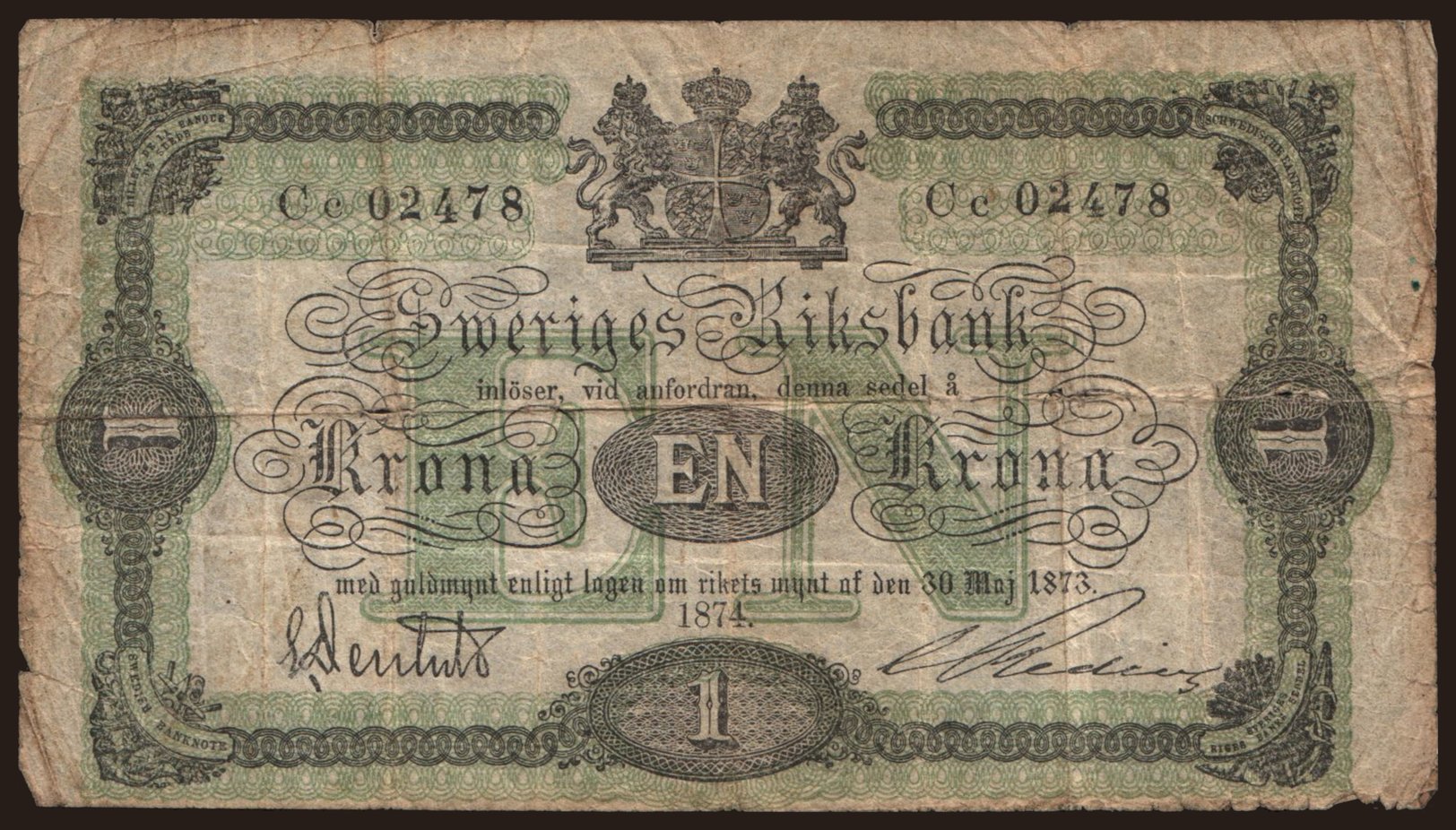 1 krona, 1874