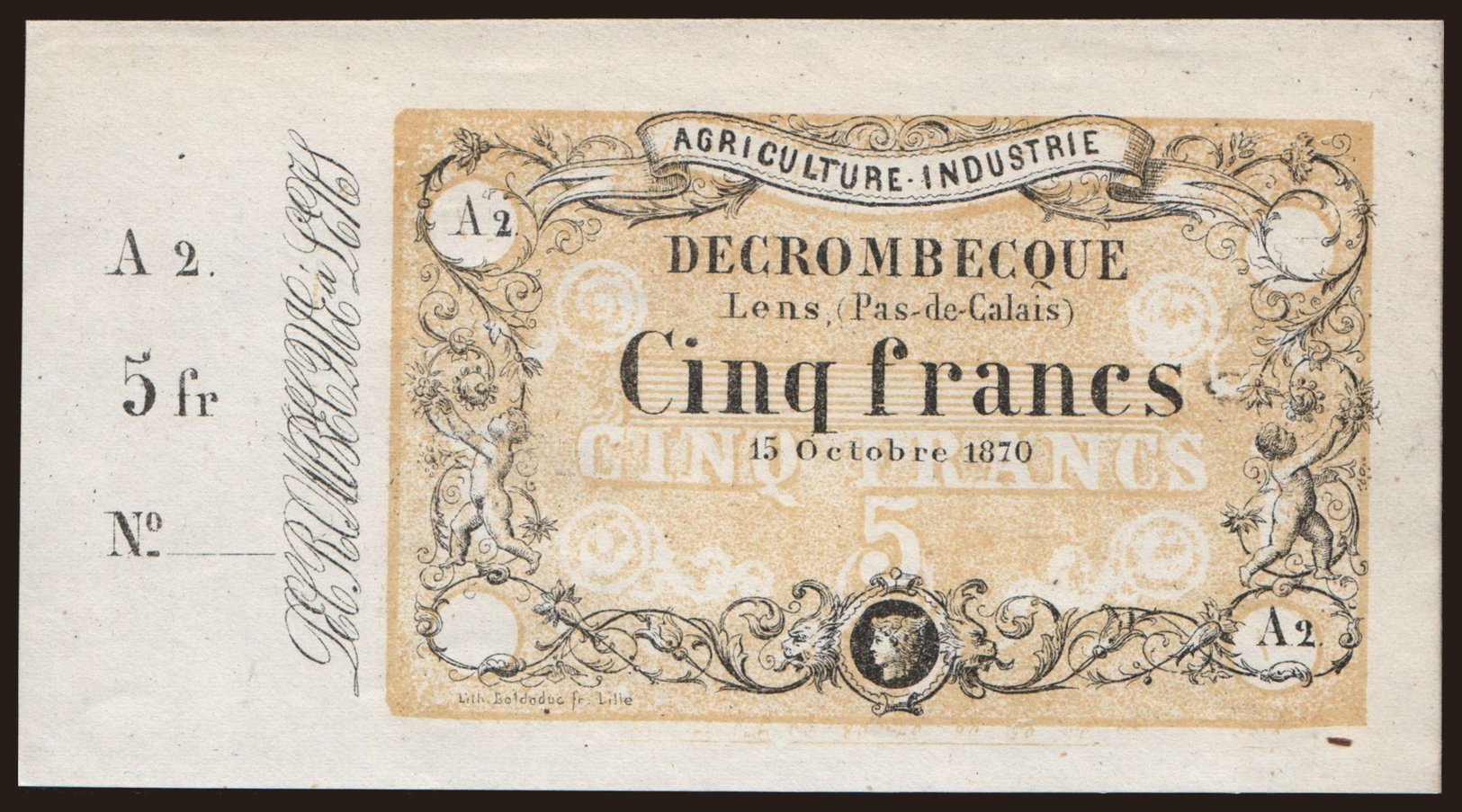 Lens/ Decrombecque, 5 francs, 1870