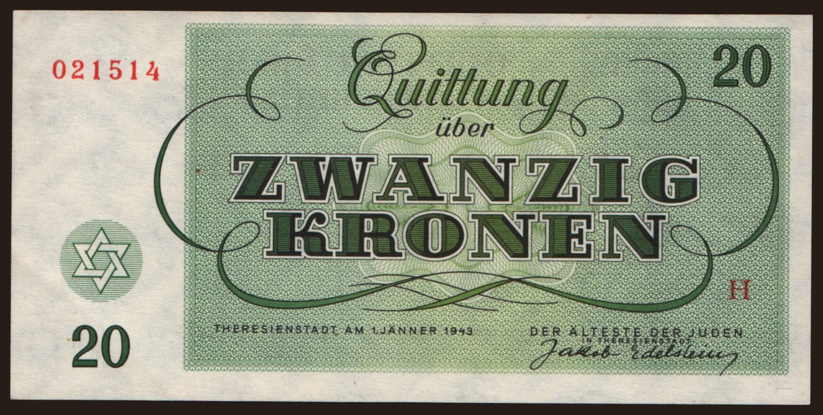 Theresienstadt, 20 Kronen, 1943