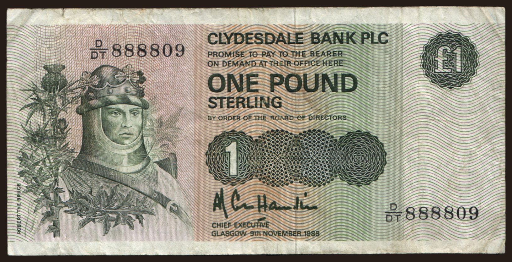 Clydesdale Bank Limited, 1 pound, 1988