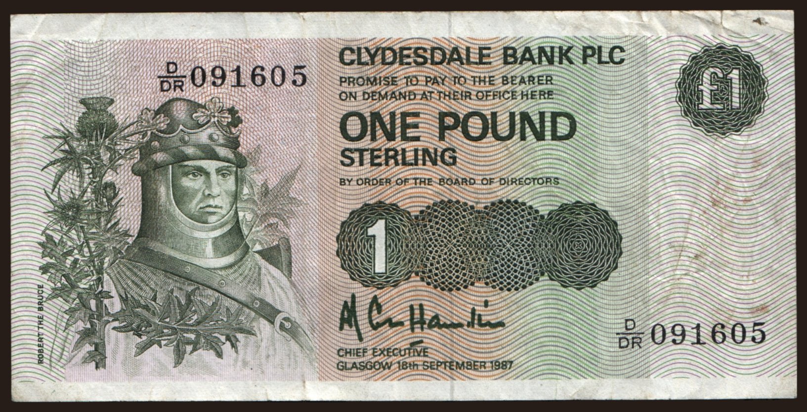 Clydesdale Bank Limited, 1 pound, 1987