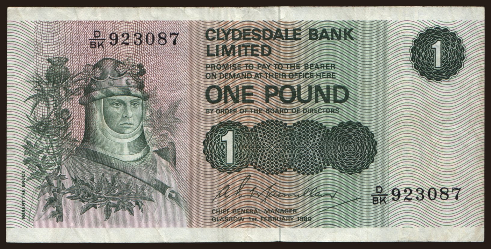 Clydesdale Bank Limited, 1 pound, 1980