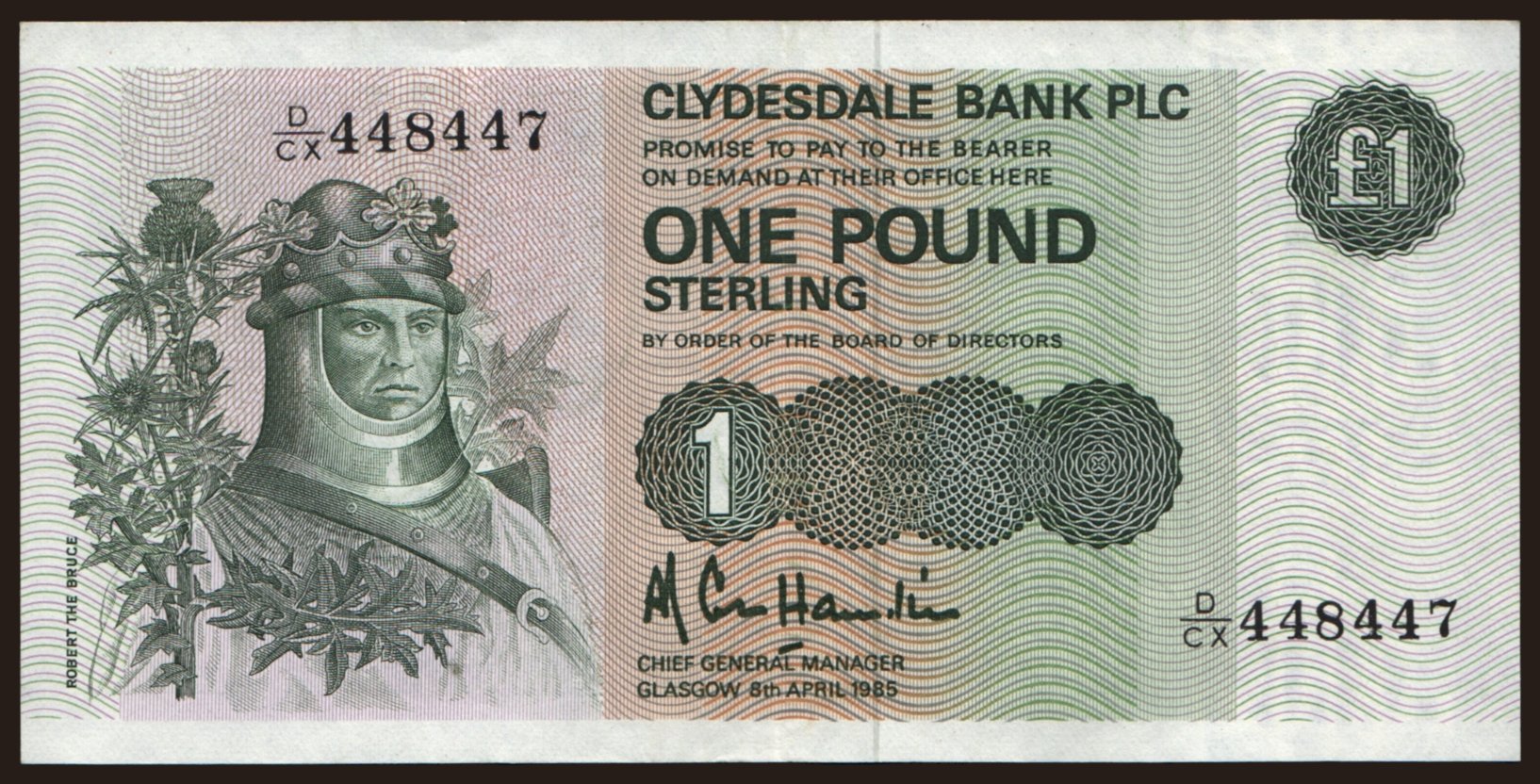 Clydesdale Bank Limited, 1 pound, 1985