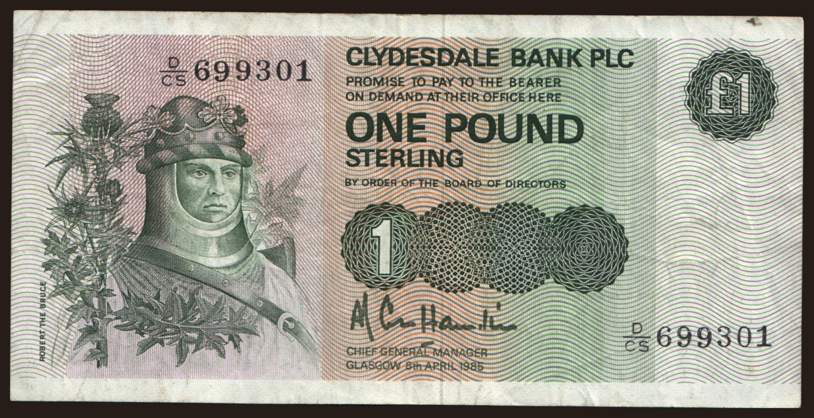 Clydesdale Bank Limited, 1 pound, 1985