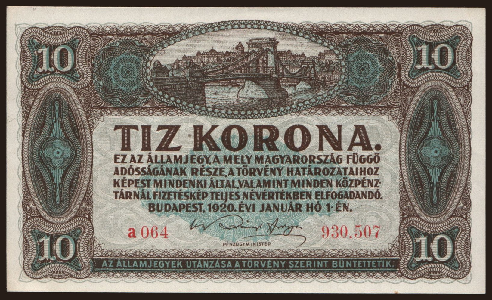 10 korona, 1920