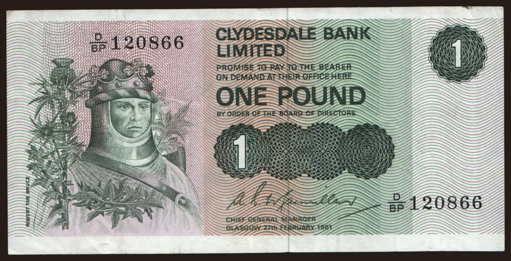 Clydesdale Bank Limited, 1 pound, 1981