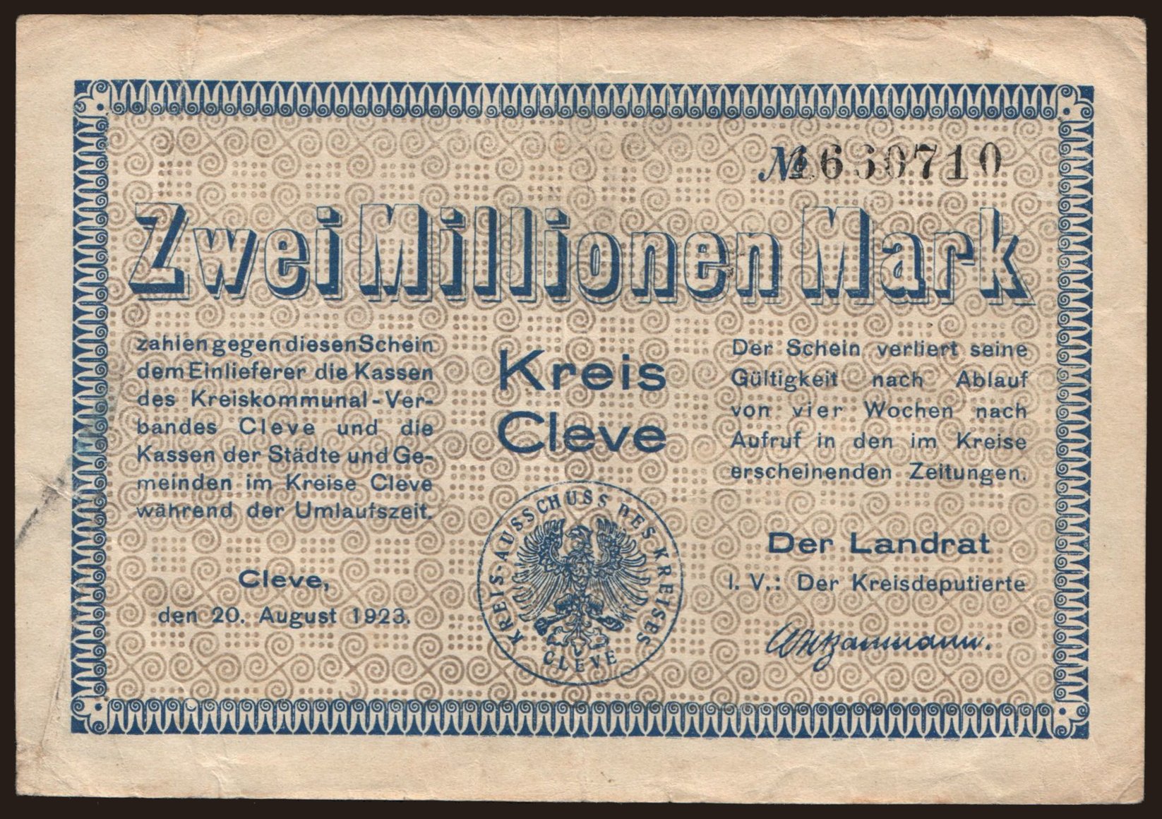 Cleve/ Kreis, 2.000.000 Mark, 1923