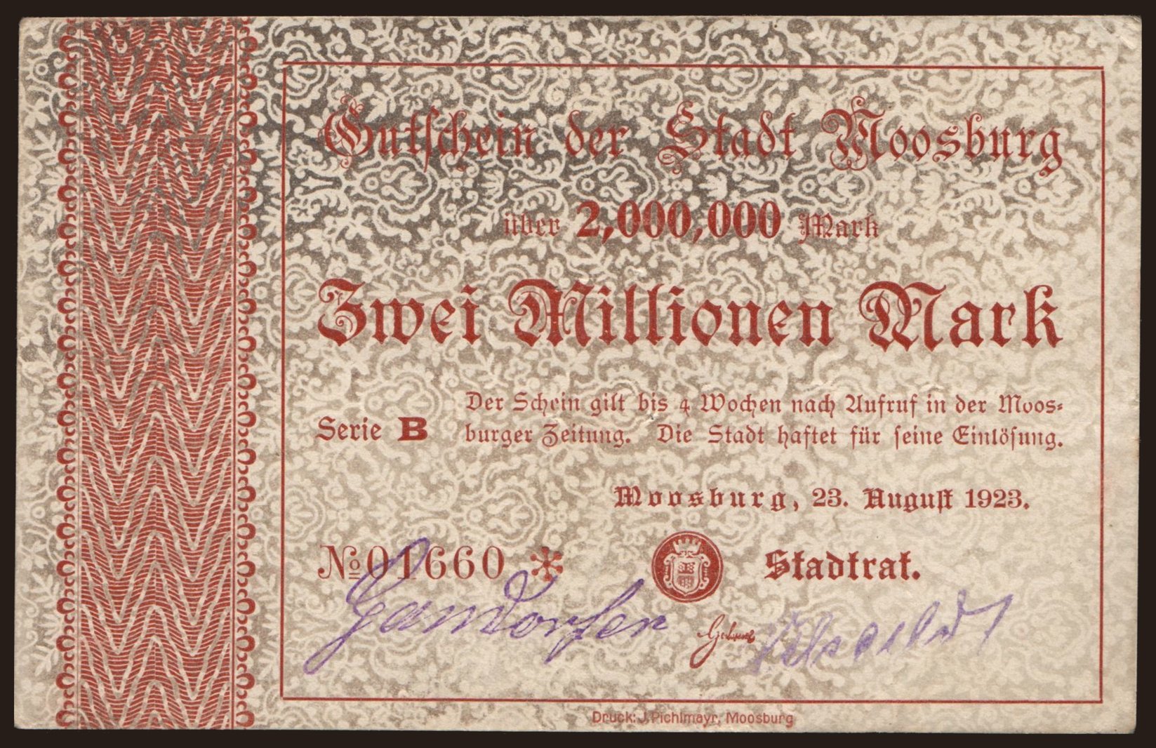 Moosburg/ Stadt, 2.000.000 Mark, 1923