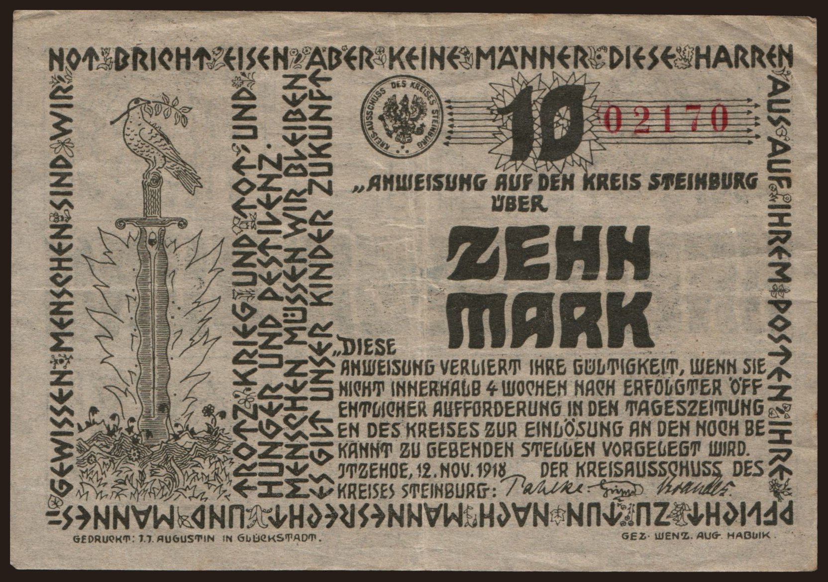 Steinburg/ Kreis, 10 Mark, 1918