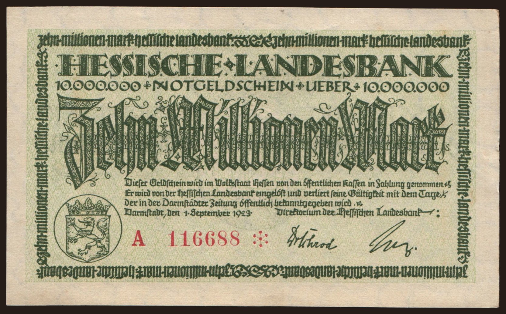 Darmstadt/ Hessische Landesbank, 10.000.000 Mark, 1923