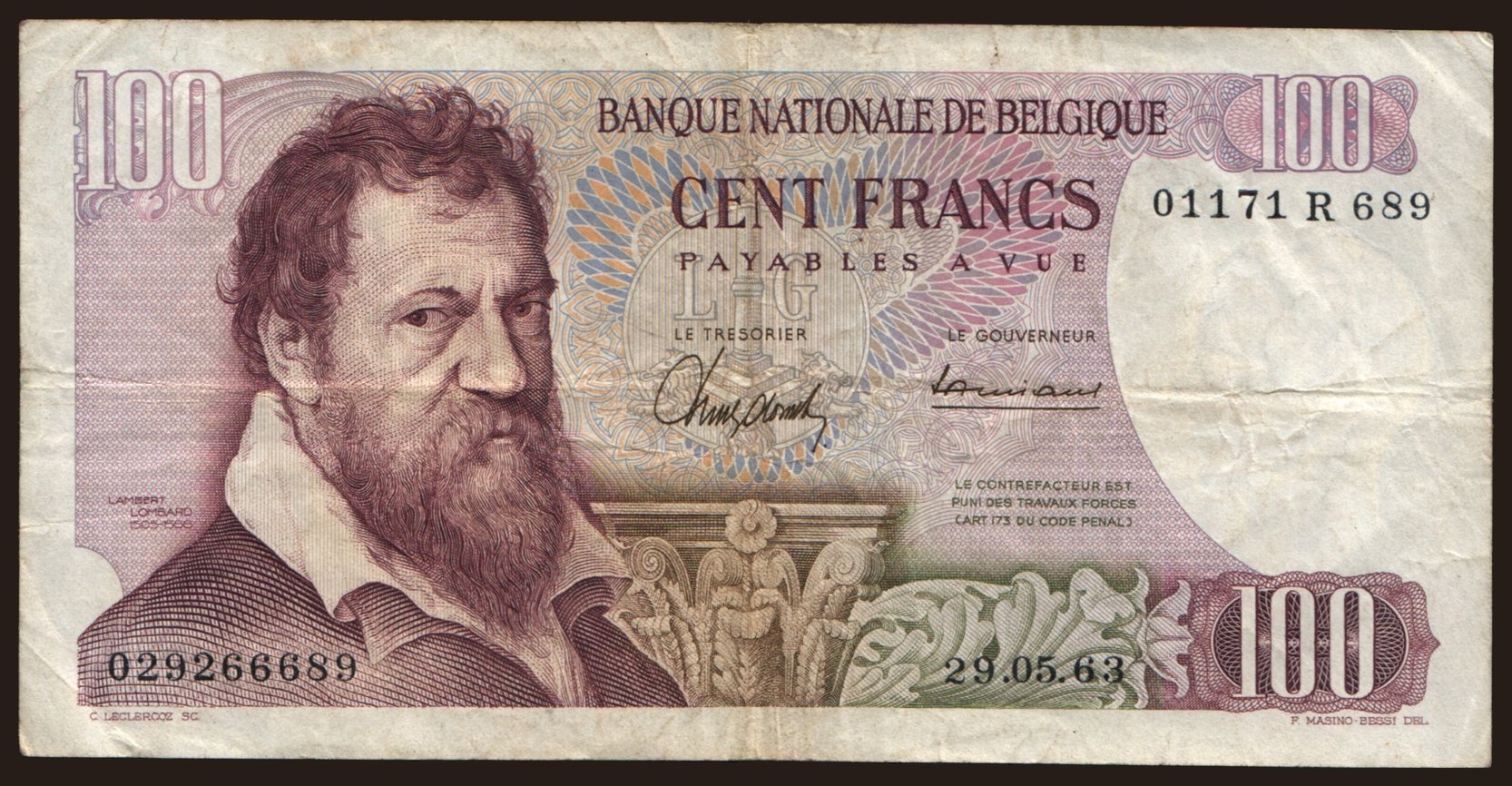 100 francs, 1963