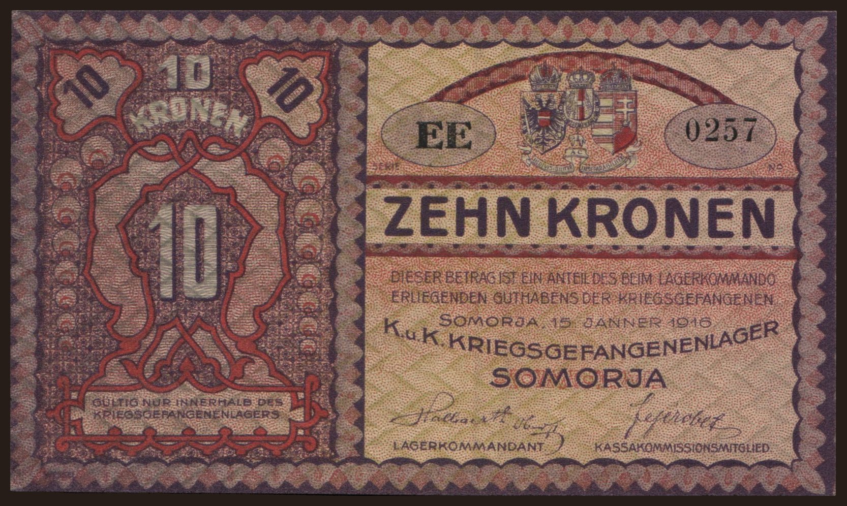Somorja, 10 Kronen, 1916