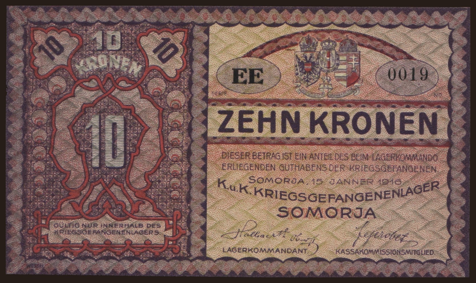 Somorja, 10 Kronen, 1916