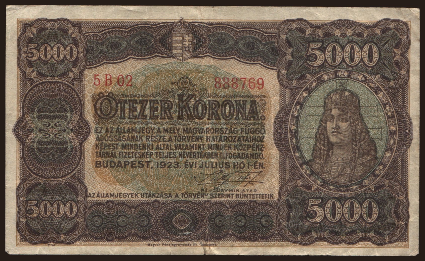 5000 korona, 1923