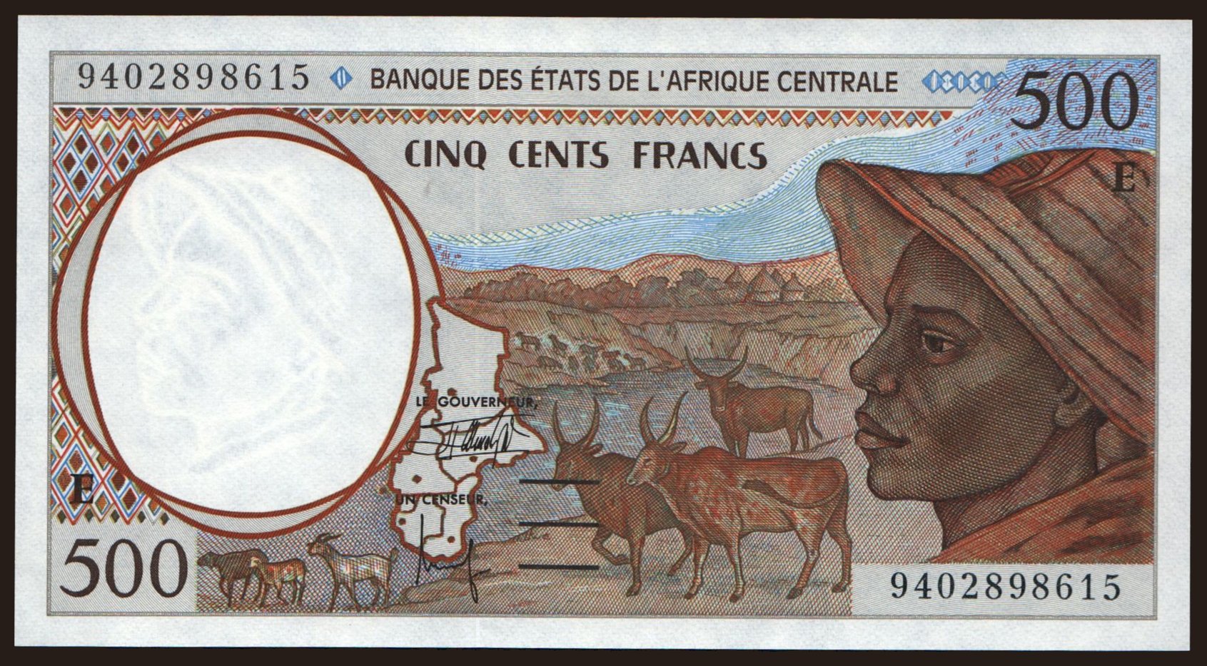Cameroun, 500 francs, 1994