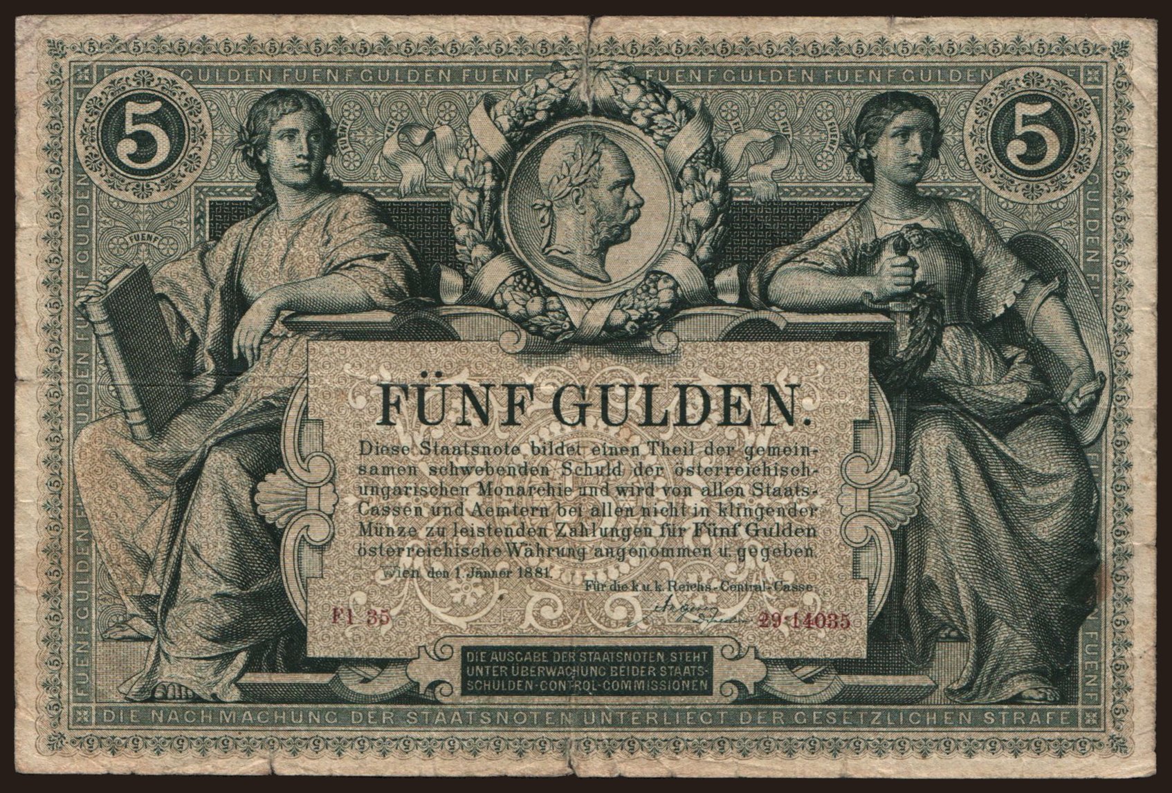 5 Gulden, 1881