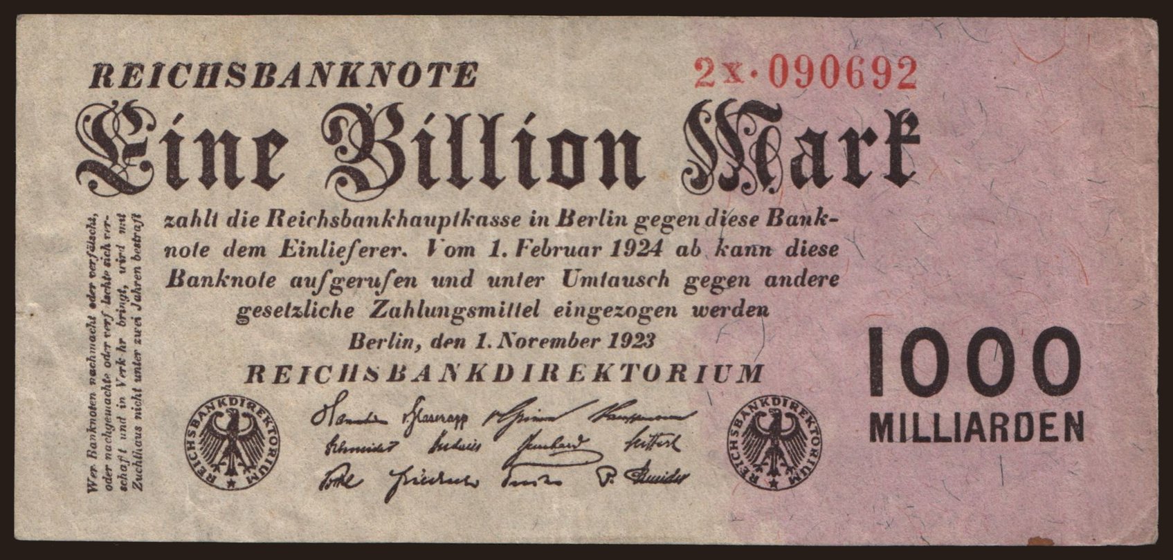 1.000.000.000.000 Mark, 1923