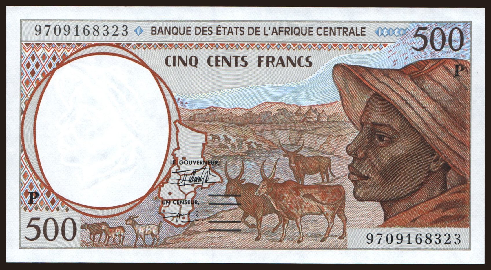 Chad, 500 francs, 1997