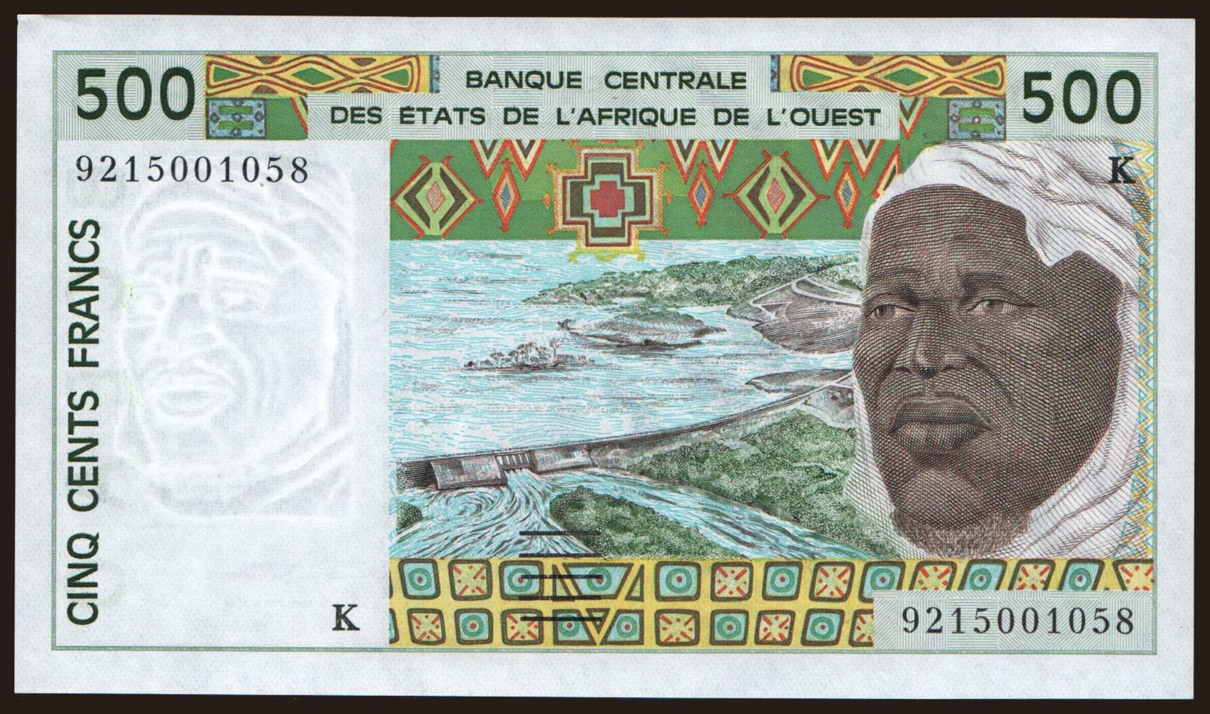 Senegal, 500 francs, 1992