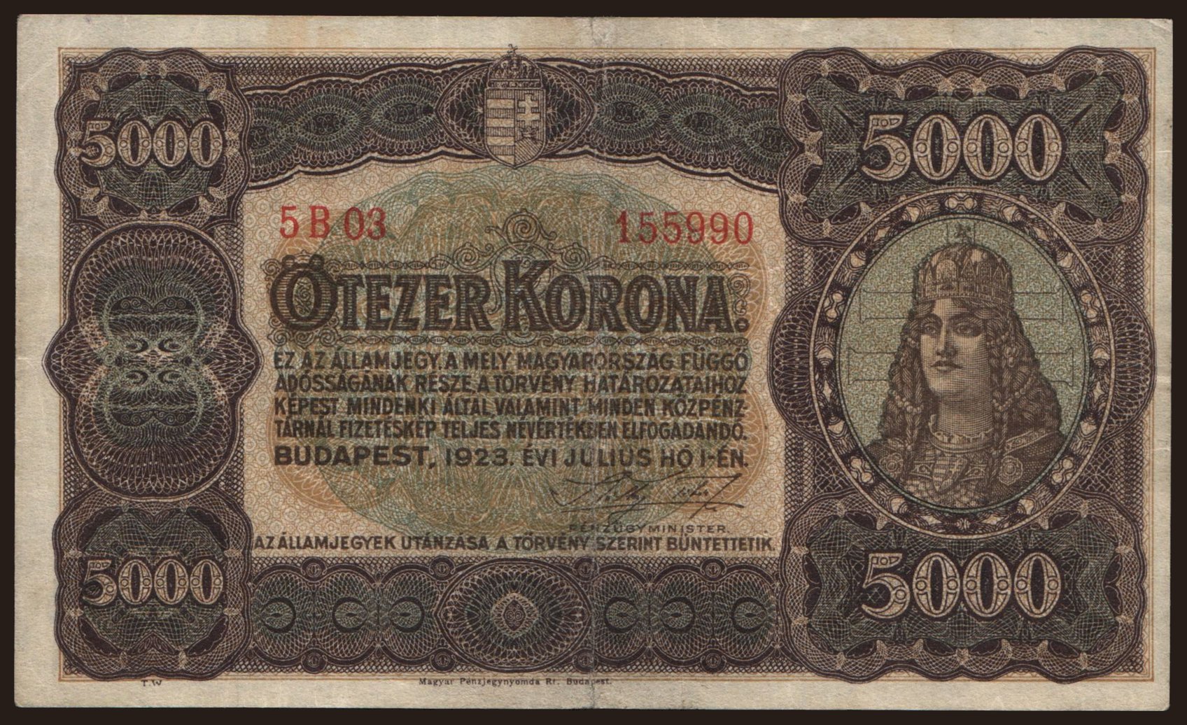 5000 korona, 1923