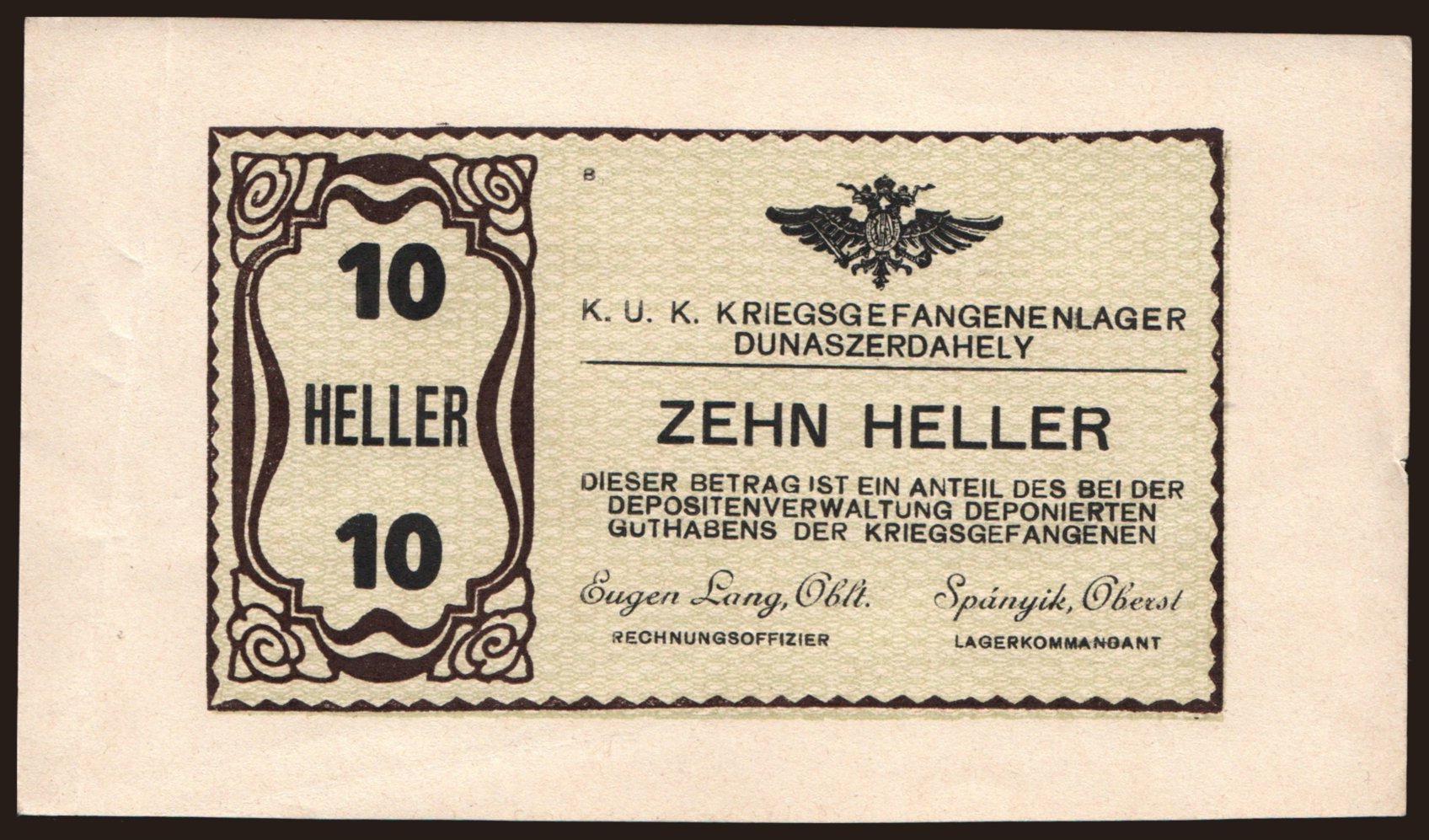 Dunaszerdahely, 10 Heller, 1915