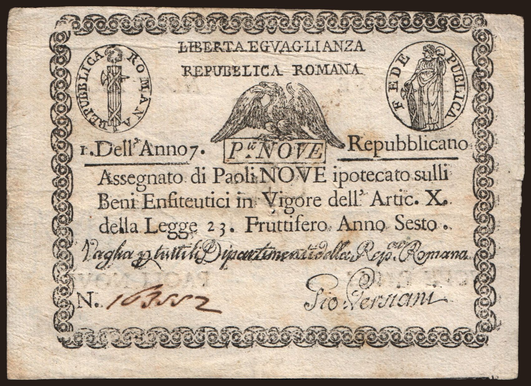 Repubblica Romana, 9 paoli, 1798