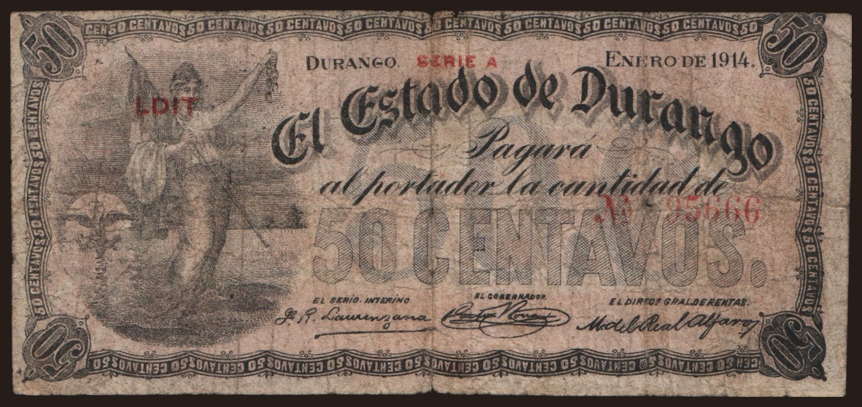 El Estado de Durango, 50 centavos, 1914