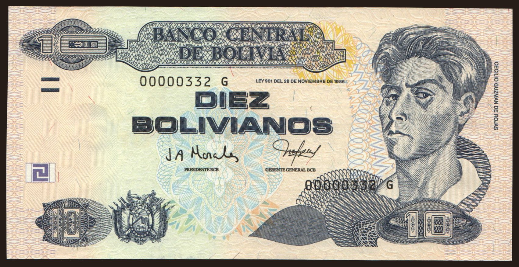 10 bolivianos, 1986(2005)