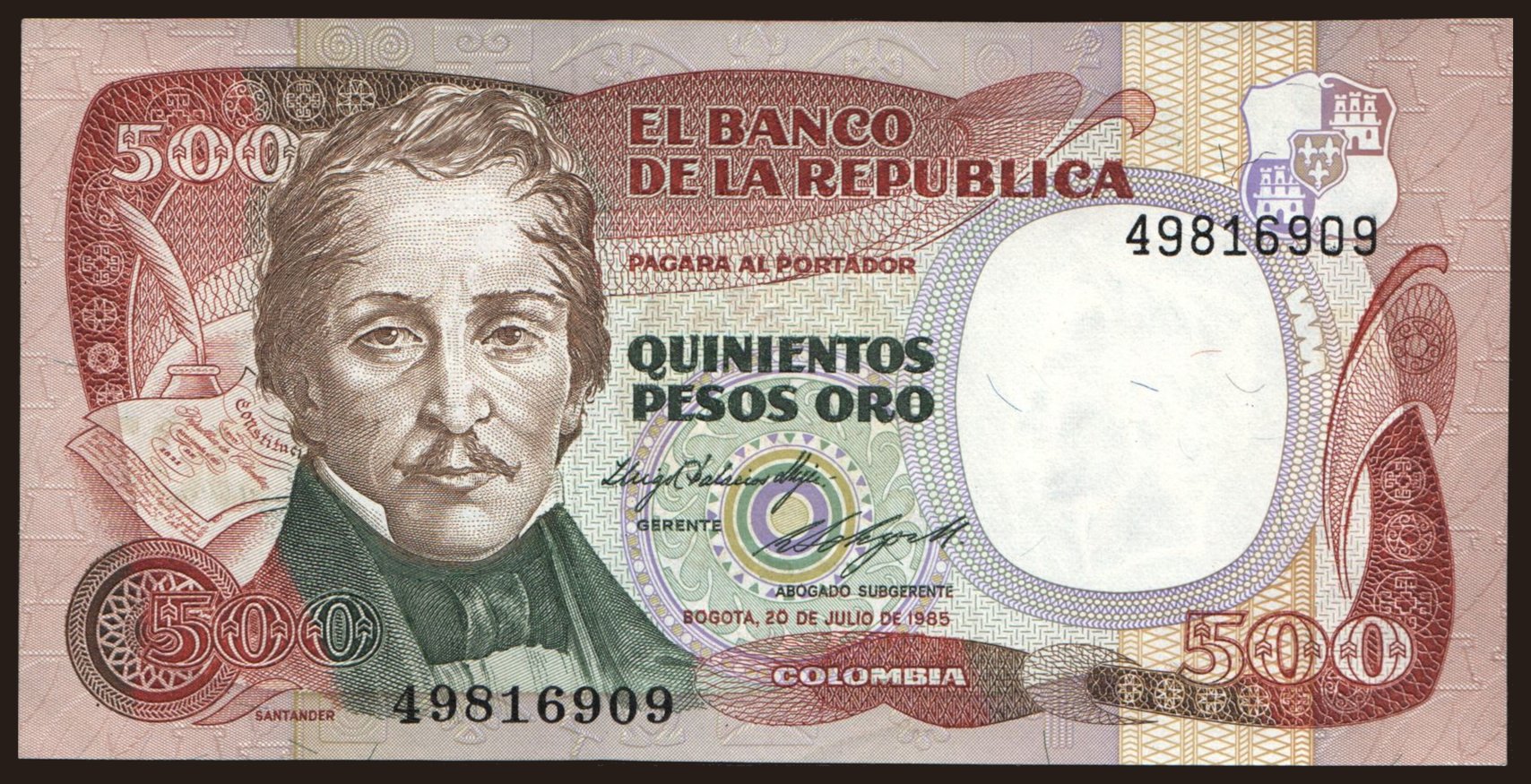500 pesos, 1985