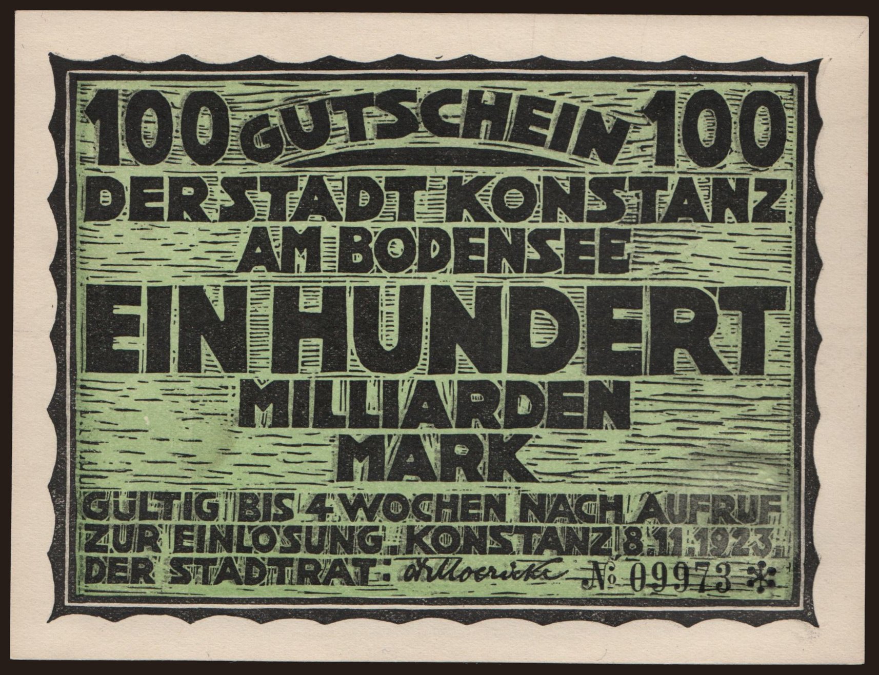Konstanz/ Stadt, 100.000.000.000 Mark, 1923
