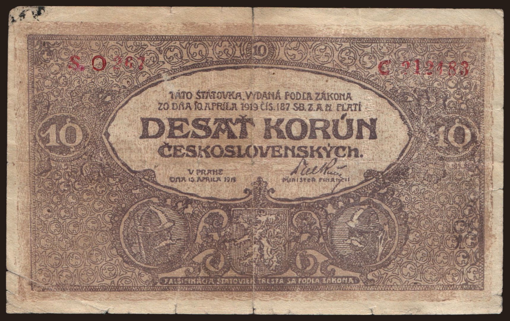10 korun, 1919, falsum