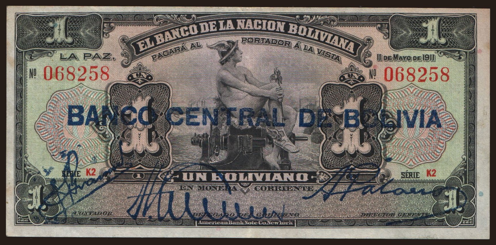 1 boliviano, 1911(1929)