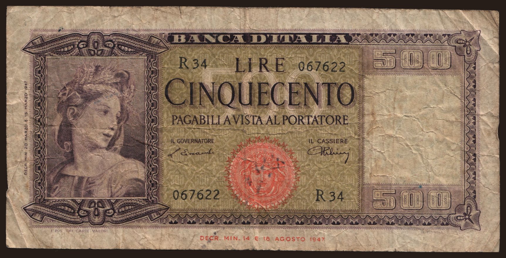 500 lire, 1947